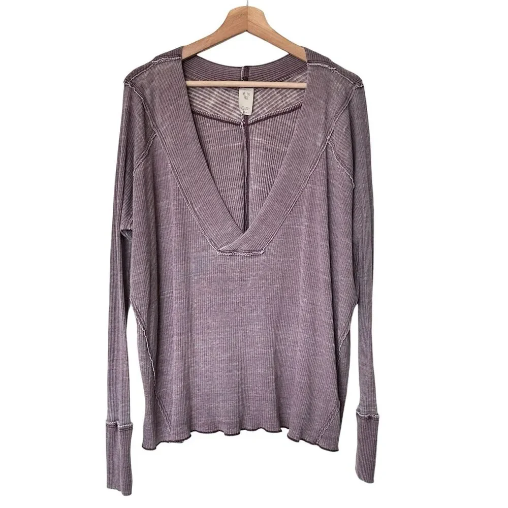 We The Free People Ocean View S Purple Oversized Boho Sweater